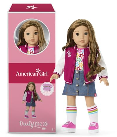 American Girl, Truly Me 18-inch Doll #118 with Hazel Eyes, Wavy Dark-Brown Hair with Highlights, Tan Skin, for Ages 6+