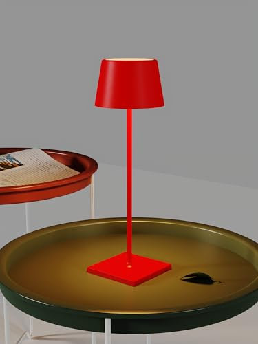 MU LIN Lampada da Tavolo 841 Touch Cordless - Lampada Interno e esterno, Dimmerabile, Ricaricabile USB, Portatile, 3000K-4500K-6500K, Lungo Durata, Luce fredda e calda ROSSO
