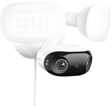 REOLINK Elite Pro strålkastare PoE, 16MP dubbellins 180°, 2800 lumen belysning, fullfärgs- och infrarött mörkerseende, smart detektion, 24/7 inspelning med rörelsespårning