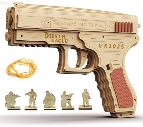 3D Wooden Puzzles for Adults, Wooden Rubber Band Gun, 3D Woodens Puzzle Gun DIY Pistols Model Building Kits for Adult, Assembly Time 5H, Creative for Adults and Teens