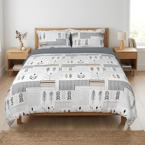 H HANSEL HOME Funda Nórdica Cama 90-2 Piezas - Microfibra Transpirable - Funda Edredón 150x220 cm, Funda de Almohada 50x90 cm - Estampada Geometricas