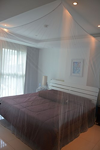 Feinmaschiges Kasten- Moskitonetz- Perfekter Insektenschutz Mückenschutz zu Hause u. auf Reise (Weiß)