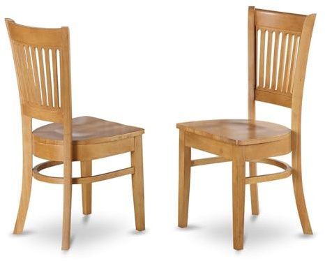 East West Furniture VAC-OAK-W Vancouver Kitchen Dining Chairs - Slat Back Wooden Seat Chairs, Set of 2, Oak