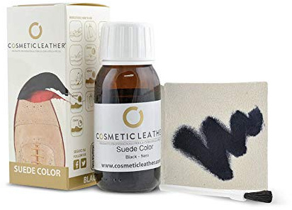 COSMETIC LEATHER Tintura liquida per Scarpe in camoscio, Vernice per Borse e Accessori in Pelle Scamosciata Rinnova e Ravviva il Colore Nero 50 ml