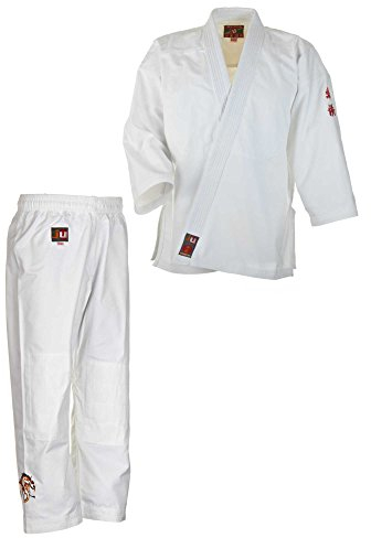 Ju-Sports Ju-Jutsu Anzug to start Kids Weiß 120 I Moderner Jujutsu Anzug Kinder I Kampfanzug inkl. weißem Gürtel I Doppelt verstärkter Brust- & Schulterbereich I 100% Baumwolle