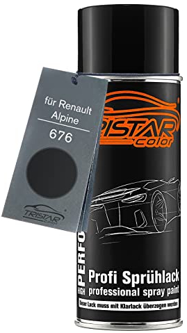 TRISTARcolor Autolack Spraydose für Renault/Alpine 676 Noir Nacre/Perlmutt-Schwarz Metallic Basislack Sprühdose 400ml