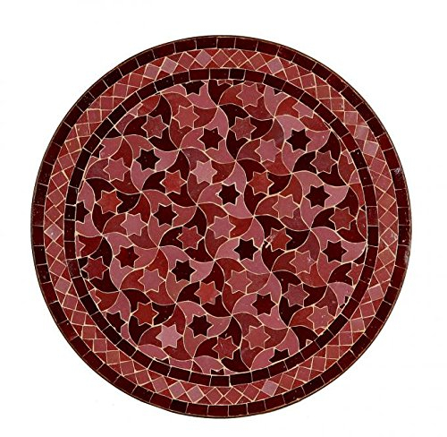Casa Moro Esstisch Tisch Rund – Balkontisch Terrassentisch Mosaiktisch Garten-Tisch Fliesentisch | Ø 60 cm aus Marrakesch Marokko Rot