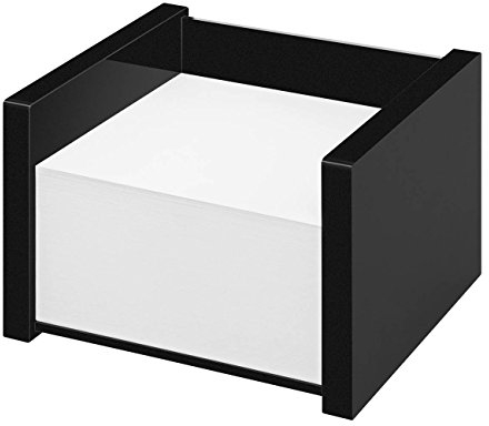 Wedo 637001 Zettelbox Black Office, aus Acrylglas, inklusive 500 Blatt Notizpapier, Gummifüße 10, 9 x 10 x 7, 5 cm, im Geschenkkarton, Schwarz