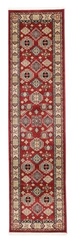 RugVista Shirvan Kazak, Tappeto, Orientali, 80 x 300 cm, Rettangolare, Pelo medio, Soggiorno, Sala da pranzo, Camera letto, Corridoio, Lavabile solo a secco, oeko_tex_100, Rosso/Beige
