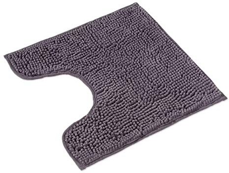 WohnDirect Badematte 45x45cm MIT WC Ausschnitt | Grau | rutschfest & Waschbar, Badezimmerteppich zum Set kombinierbar, Badvorleger, WC Garnitur, Badteppich, Oeko-TEX Zertifiziert