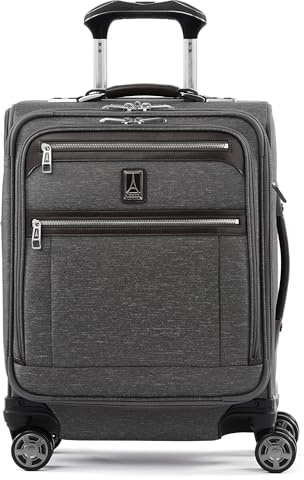 Travelpro Platinum Elite Softside Erweiterbares Gepäck, 8 Räder, Drehkoffer, USB-Anschluss, passend für Laptops bis zu 15 Zoll (38,1 cm), für Männer und Frauen, Business Plus, Vintage Grau, Carry-On
