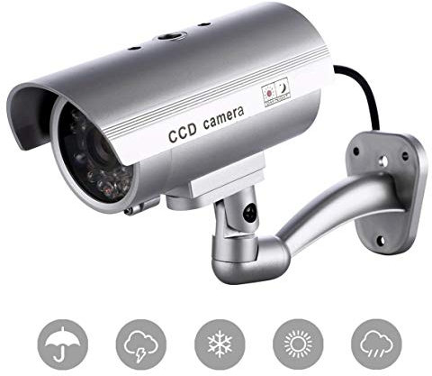 Telecamera Finta (4 Pezzi) Videocamere di Sorveglianza Dummy Camera con LED lampeggiante IR Simulazione