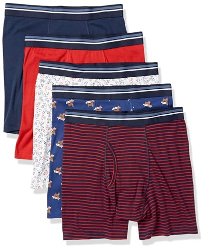 Amazon Essentials Men's Breathable Cotton Boxer Brief Pants, Tag-Free, Pack of 5
