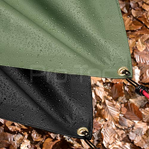 PVC 600gsm Extra Heavy Duty Green Tarpaulin Waterproof Ground Cover Thick Lorry Tarp Sheet Black 6ft X 10ft (1.8m x 3m)