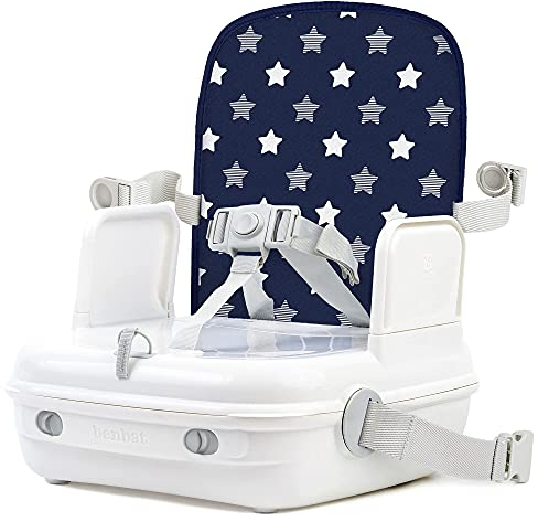 BEN-BAT | Trona Portátil para Bebé | Trona Booster Navy Stars | 37x10x30 cm | Almacenamiento muy Amplio | Armazón Fuerte y Seguro | Para Bebés entre 6 y 36 Meses | Tronas de Bebé