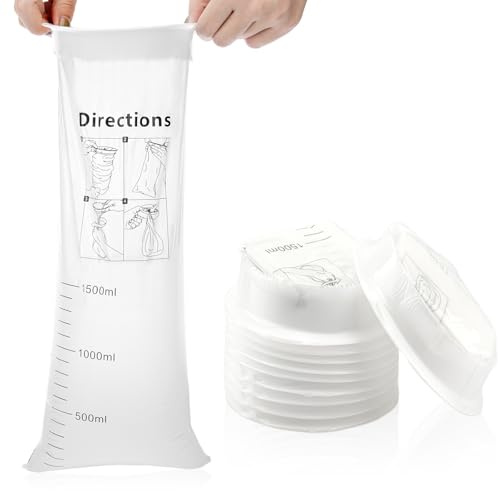 Disposable Sick Vomit Bags for Car Travel 10Pack, 1500ml White High Density Leak Resistant & Portable Travel Sickness Emesis Barf Bags with Snap for Car Motion Sickness,Kids,Pregnant Woman, Airsick