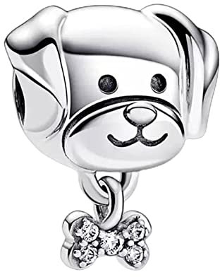 BEEUVIP Charmes Chiens et os de compagnie pour Bracelets - Charms de Perles ajourées en Argent Sterling 925, charmes de Coeur d'amour pour Bracelets et Colliers pour Femmes