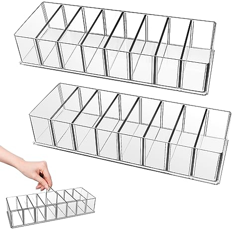 VMUTGA 2 PCS Boîte de Rangement Transparente Maquillage en Acrylique, Organisateur Maquillage Palettes à 8 Amovible Compartiment pour cosmetique,coiffeuse, commode tiroir bureau et salle de bain