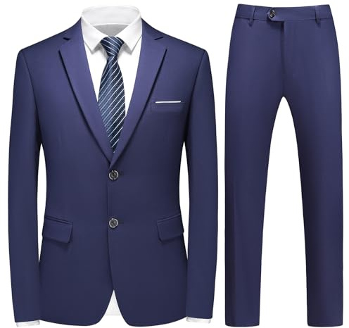 KUDMOL Costume Homme 2 Pièces Slim Fit à Deux Boutons Blazer Veste Pantalon