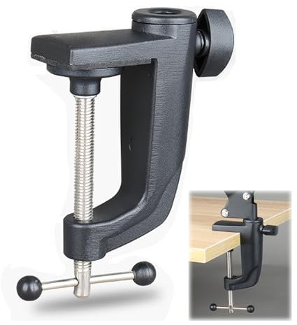 Abrazadera para Microfono, Accesorio de Montaje del Soporte de Base C-Clamp con Tornillo Ajustable, Abrazadera de Escritorio Resistente Para Micrófono, Luz de Trabajo, el Espacio Máximo es de 5.5 CM