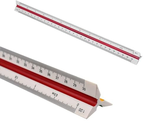 MITUMORMOR Maßstab Lineal, 30 cm Kunststoff Maßstab Lineal Dreikantmaßstab, Dreikantlineal Metrische Skalen 1:20 1:25 1:50 1:75 1:100 1:125