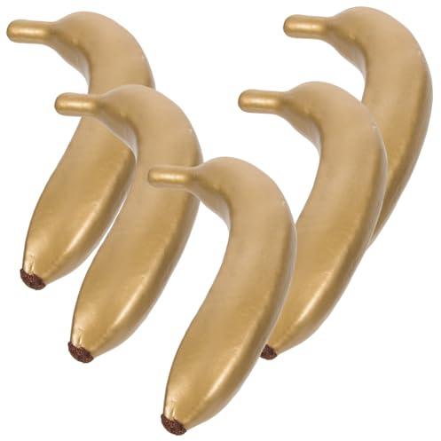 GOOHOCHY Plátanos Falsos Dorados de Ldpe 5 Piezas para Decoración de Mesa y Centros de Mesa en Cocina y Tiendas de Frutas