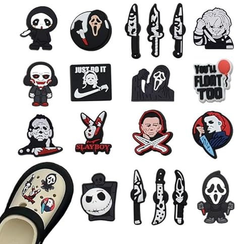 Guidre 19 Stück Schuh Charms, Halloween Schuhanstecker Schuh, Schuh Anstecker Dekoration, PVC Shoe Charms, DIY-Armband, Accessories for Birthday Halloween