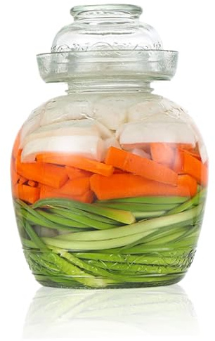 Pickle behållare 2, 5 l matkvalitetsfermentering traditionell kimchi containrar med skålkapsel transparent glasburk med lockfermenteringssats för betning kimchi surkål