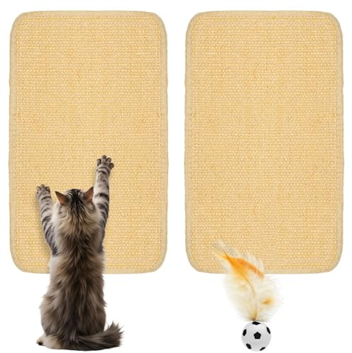 2 Sisal Protector de Sofa para Gatos Alfombra para Arenero de Gato Rascador para Gatos Pared Rascador Pared Gato 1 Guguetes Elásticos de Bádminton