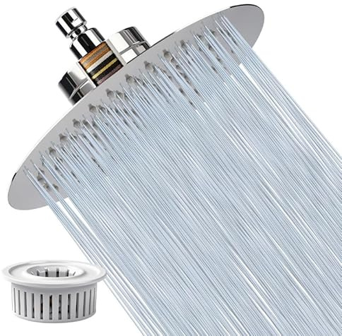 Vibrivio Cabezal de Ducha Filtrante de Acero Inoxidable 304 de 10 Pulgadas con Filtro de 15 Niveles para Lluvia y Cuidado de la Piel Cromado Instalación Manual para Baño Familiar
