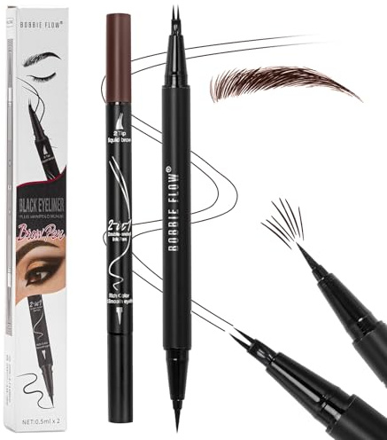 2-in-1 Doppelseitiger Microblading Augenbrauenstift Wasserfest,Gebogener Eyebrow Pencil für Augenbrauenfarbe,Natürliche Augenbrauen kreieren (Dunkelbraun)