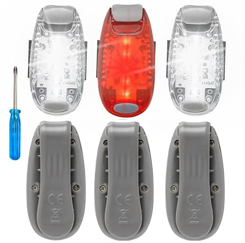 3 Pack LED Running Lights for Runners – Reflective Clip-On Safety LEDs for Vests, Dogs, Bikes & Walking – Running Gift for Men and Women (2xWhite, 1xRed)