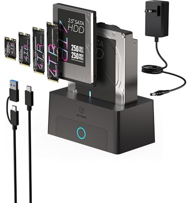 M.2 NVMe & SATA Hard Drive Docking Station, ICY BOX 10Gbps M.2 NVMe SSD Dock for 2.5 & 3.5 HDD/SSD, HDD Docking Station with Single Bay, Compatible with M.2 NVMe/SATA 2.5''/3.5'' HDD SSD