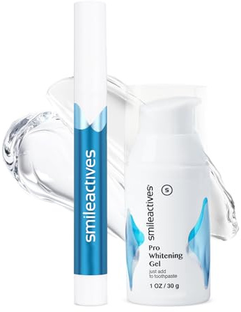 Smileactives Teeth Whitening Kit, Complete At Home Teeth Whitening Treatment, Travel Size Tooth Whitening, Stain Remover for White Teeth, Contains Clinical-Grade Hydrogen Peroxide, 30 Day Kit