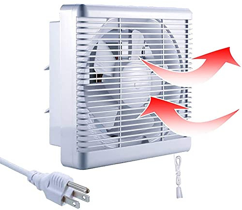 SAILFLO 6 Inch Small Window Shutter Exhaust Fan, 7.7 x 7.7 Inch Cutout, 145CFM 25W Wall-Mounted Ventilation Fan Air Extractor for Bathroom Home Bedroom Attic, φ6 Inch Impeller