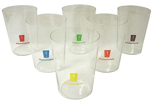 Dkristal Lote 6 Vasos Sidra Cristal Transparente Sella 500ML Colores TU Vaso TU Color