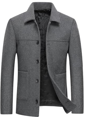 Allthemen Abrigo de hombre color sólido casual grueso cálido a prueba de viento otoño e invierno