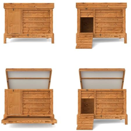 The Hutch Company - Hühnerstall Typ 01, Handgefertigt in Großbritannien, Moderner funktionaler Hühnerstall, 91 cm + Doppel-Nistkasten + tiefes Streu-Set, Geeignet für bis zu 4–6 Hühner, Natur