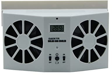 Riloer Soldriven bilfläkt, bärbar automatisk kylare dubbel fläkt mini bil sommar luftfläkt, universell för ren luftkonditionering, vit/svart