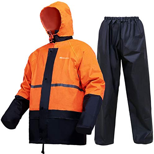 Rain Gear for Men Women Waterproof Lightweight Rain Suits Hood Rain Jacket and Rain Pants for Outdoor(M,Orange)
