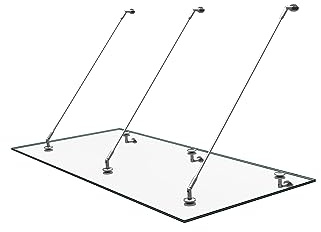 Mai & Mai Glasvordach Überdachung Transparenter VSG mit SGP Folie Vordach Edelstahl Wandhalterung Regenschutz Eingangsbereich 90x250cm VDG02K