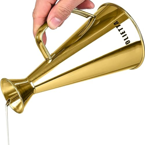 Olietta Bouteille à Huile d’Olive avec Bec Verseur Anti-Gouttes en Or Acier Inoxydable 500 ML 0,5 Litre – Huilier idéal pour Verser l’Huile – Distributeur étanche, Facile à Nettoyer