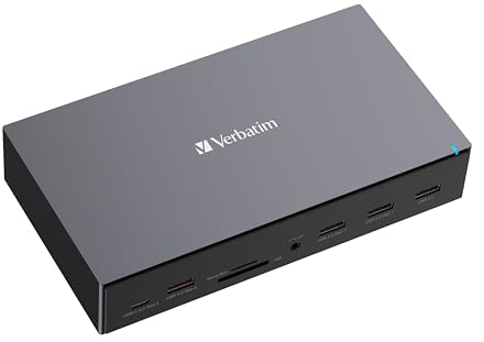 Verbatim USB-C Pro Docking Station, 17 in 1, adattatore multiporta a HDMI 4K e 8K, USB-A e USB-C, PD 100 W, AUX, lettore di schede per Mac/Windows Laptop e Co