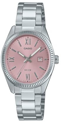 Casio LTP1302DD-4A1V Orologio analogico da donna standard in acciaio inossidabile con quadrante rosa, Rosa, moderno