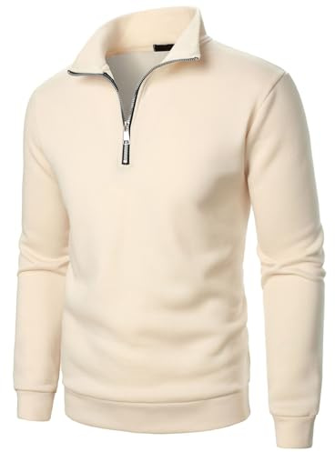 Veste Chaude Pull Homme Col Roulé Camionneur Travail Hiver Zippé Sportswear Cachemire Sous Pull Col Montant Beige S