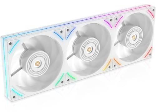 Thermalright TL-UB36RW 360 mm en-ram PC kylning omvända fodral fläktar – PWM 2150 varv/min hastighet | ARGB-belysning | Högt luftflöde | Enkel modulkabel, för chassi och vätskekylare (vit)