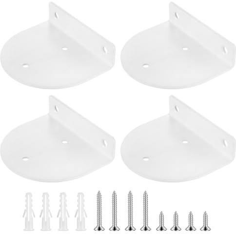 4 Piezas Soporte Estanteria Pared Flotante, Soportes para Estantes, Soporte Baldas Pared, Escuadras Estanterias, Escuadras para Estanterias Madera Semicirculares Invisibles, Blanco