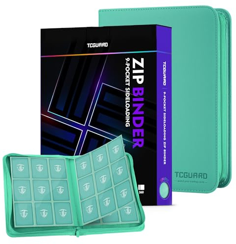 TCGUARD Album de collection Premium pour 360 cartes, Classeur à 9 pochettes adapté pour les cartes à collectionner avec housses, fermeture éclair et design plat pour MTG, TCG et cartes de sport pour