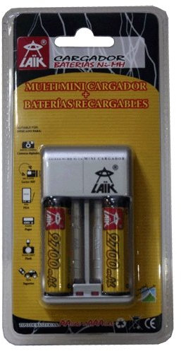 Cargador de Pilas AA y AAA - Inluye 2 Pilas Recargables AA 3000 mAh - Laik Lk-52