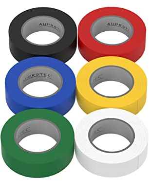 AUPROTEC 6x Isolierband 15mm x 10m VDE Isoband PVC Elektriker Klebeband Sortiment/Set 6 Farben DIN EN 60454-3-1